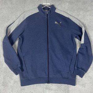 Puma Jacket Adult Large Blue Grey  Full Zip Fleece Lined Outdoors Coat Men Large